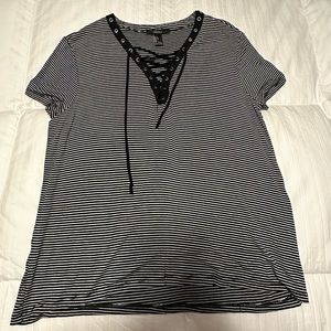 Forever 21 Black and White Stripes shirt Large
